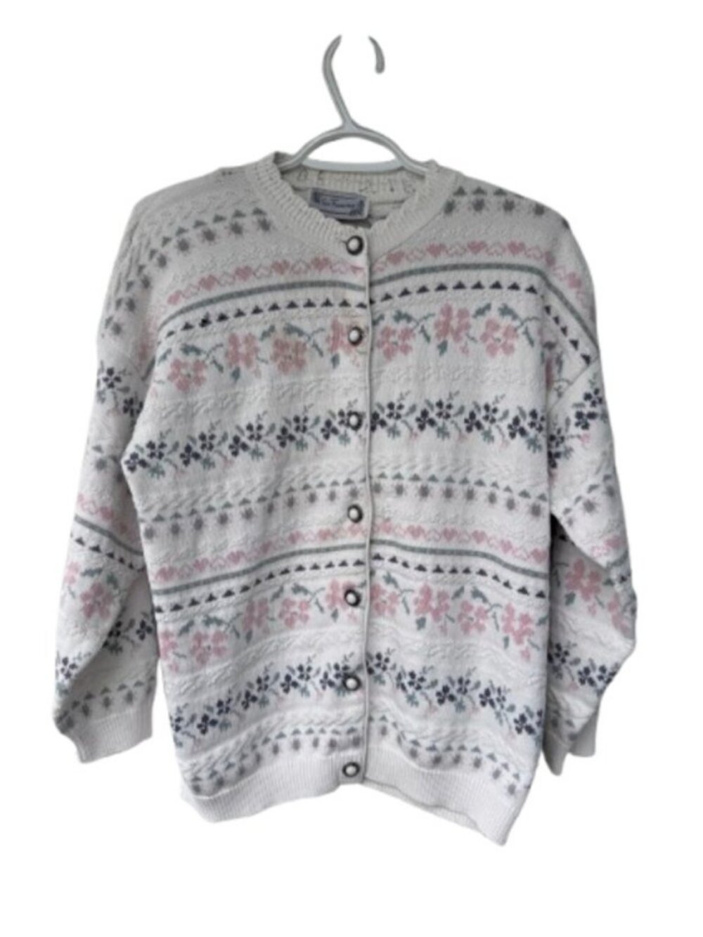 San Francisco vintage floral knit cardigan white women's
